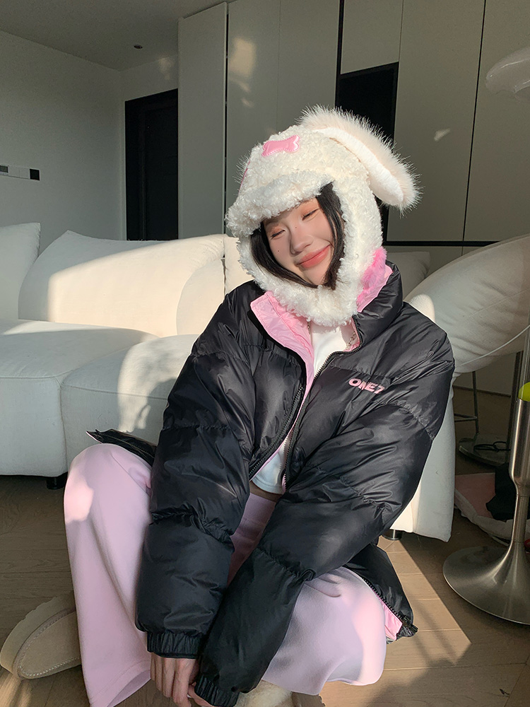 2025 Winter American Vintage Color-Block Stand Collar Puffer Jacket for Men and Women - Loose Casual Thick Outerwear