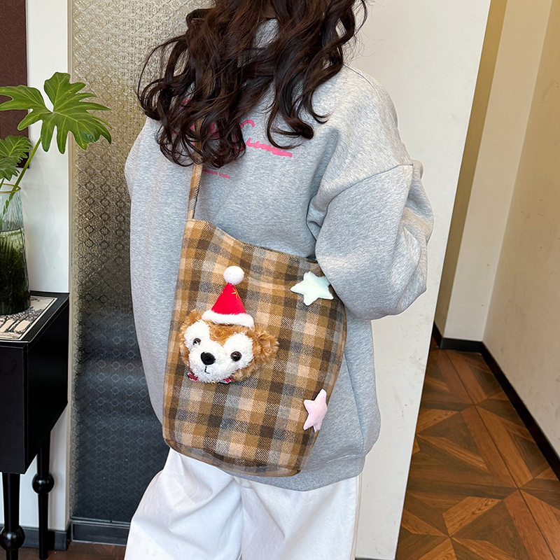 2025 Womenâ€™s Spring Summer Woolen Plaid Shoulder Bag - Large Capacity Cute Crossbody for Commuting and Everyday Use