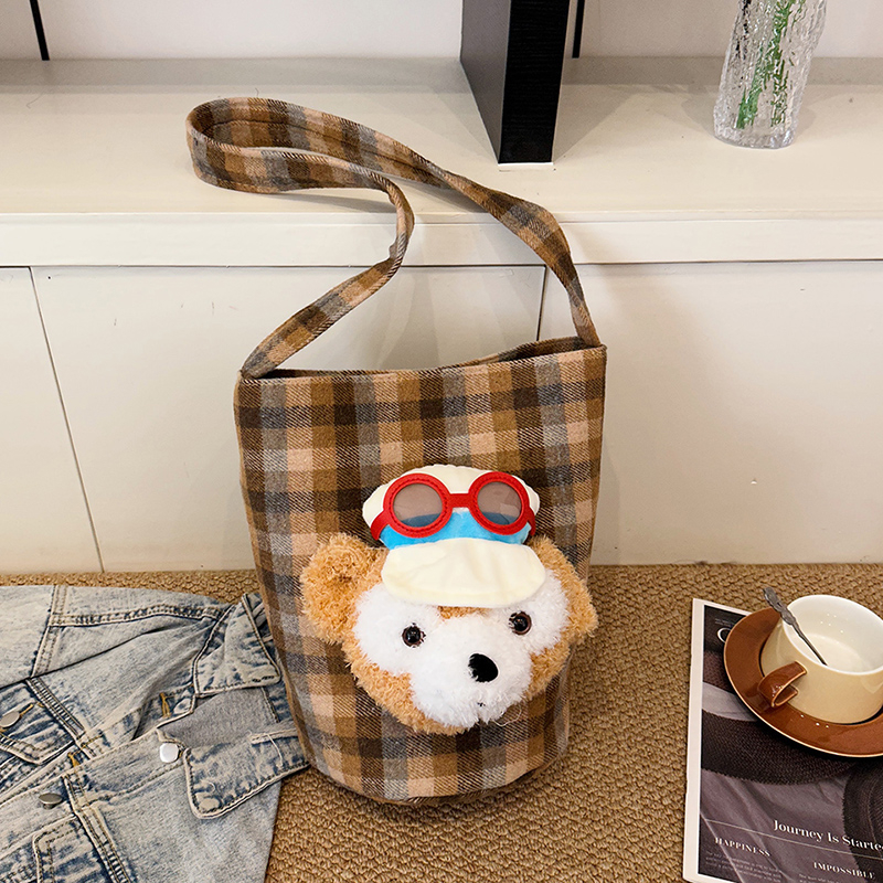 2025 Womenâ€™s Spring Summer Woolen Plaid Shoulder Bag - Large Capacity Cute Crossbody for Commuting and Everyday Use