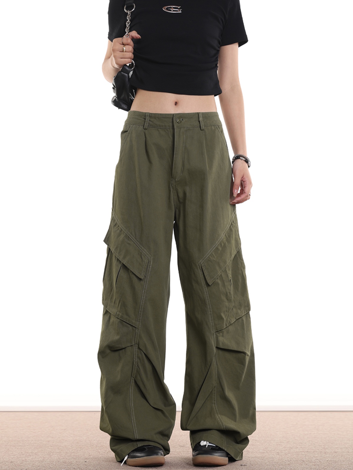 American Retro Design Loose Pleated Draped Work Pants for Men and Women, Casual Straight Trousers, Vintage Style