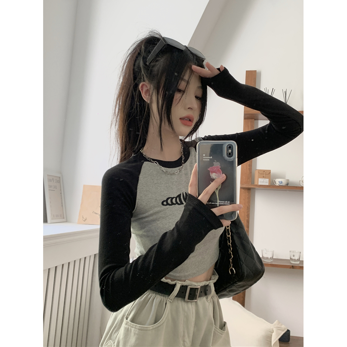 American-Style Short Jazz Dance Top for Women, K-Pop Performance Outfit, Slim-Fit Dance Shirt, 90s Inspired