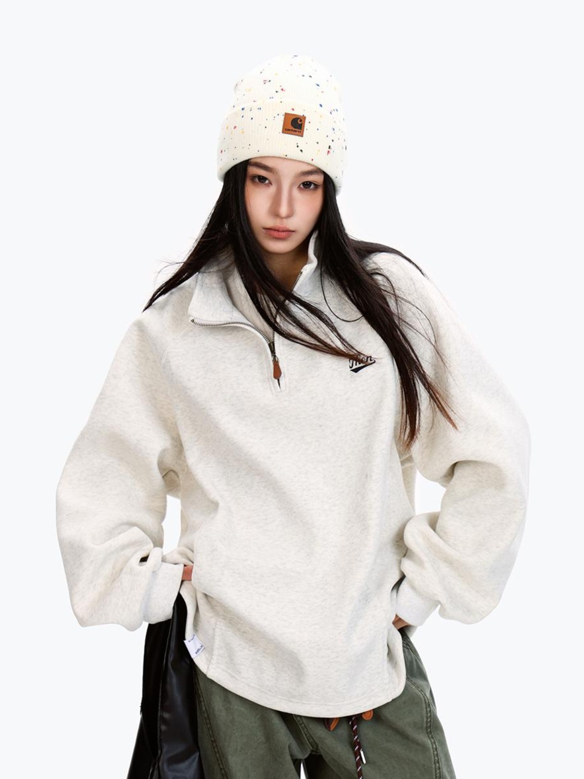 American Vintage Half-Zip Sweatshirt for Men and Women, Casual Loose Fit Sports Jacket, Versatile Streetwear Top