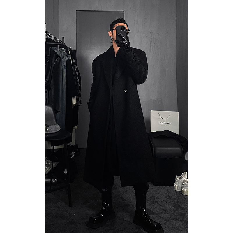 Autumn Winter Dragon Print Trench Coat â€“ Wool Blend Outerwear for Year-End Clearance, Limited Time Discount