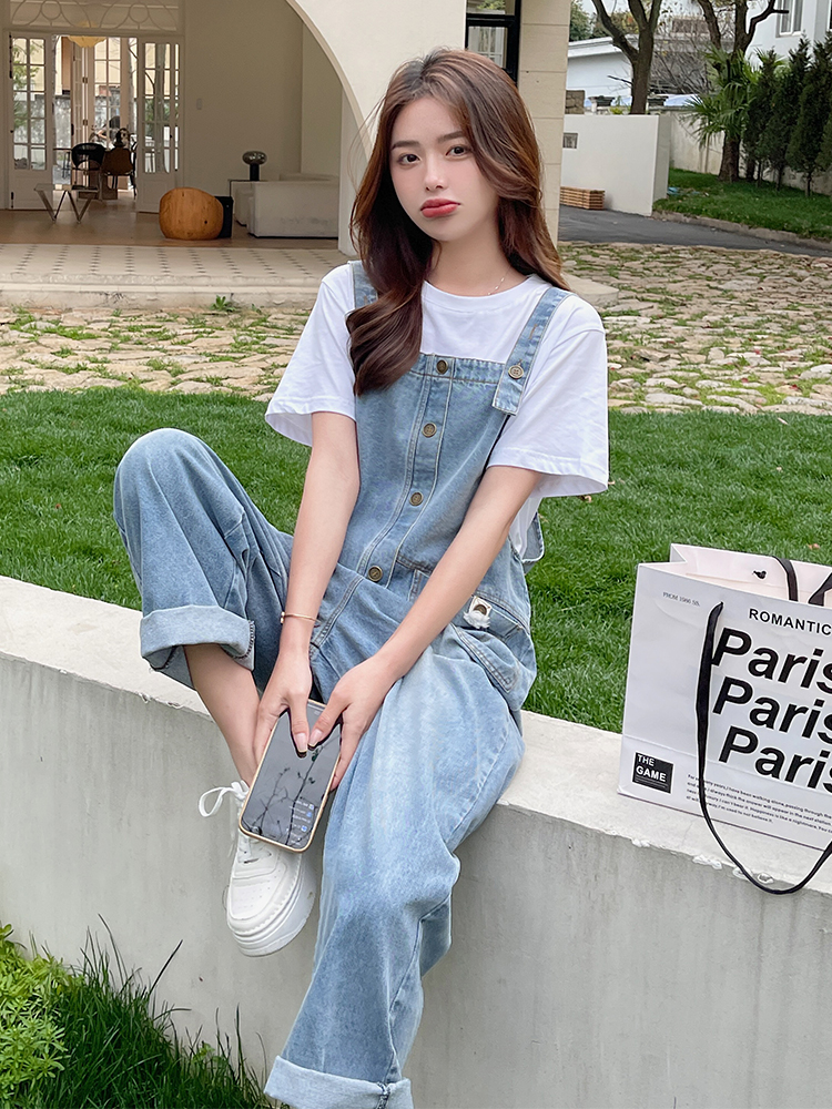 Bellflower Denim Overalls for Women - Loose Fit, Summer Style, Youthful Fashion, Petite Friendly, Trendy and Comfortable Outfit