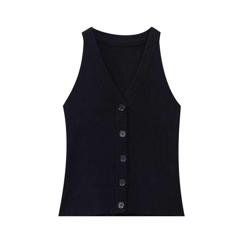 Black Knitted Camisole for Women - Summer Slim Fit Sexy Short Top for Outerwear, Y2K Style Fashion Essential