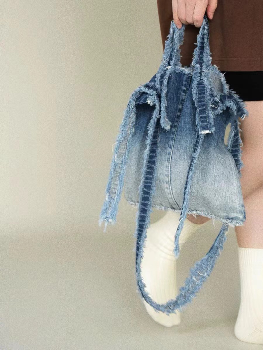 Casual Bohemian Denim Crossbody Tote Bag - 2025 Korean Style Shoulder Handbag for Niche Personalities