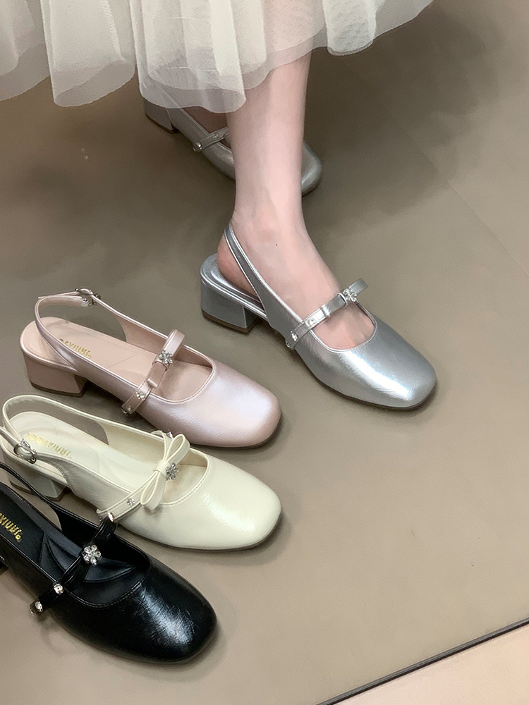 Elegant Bowknot Rhinestone Open-Toe Sandals for Women - Summer Back Strap Flats, Stylish 2025 Footwear