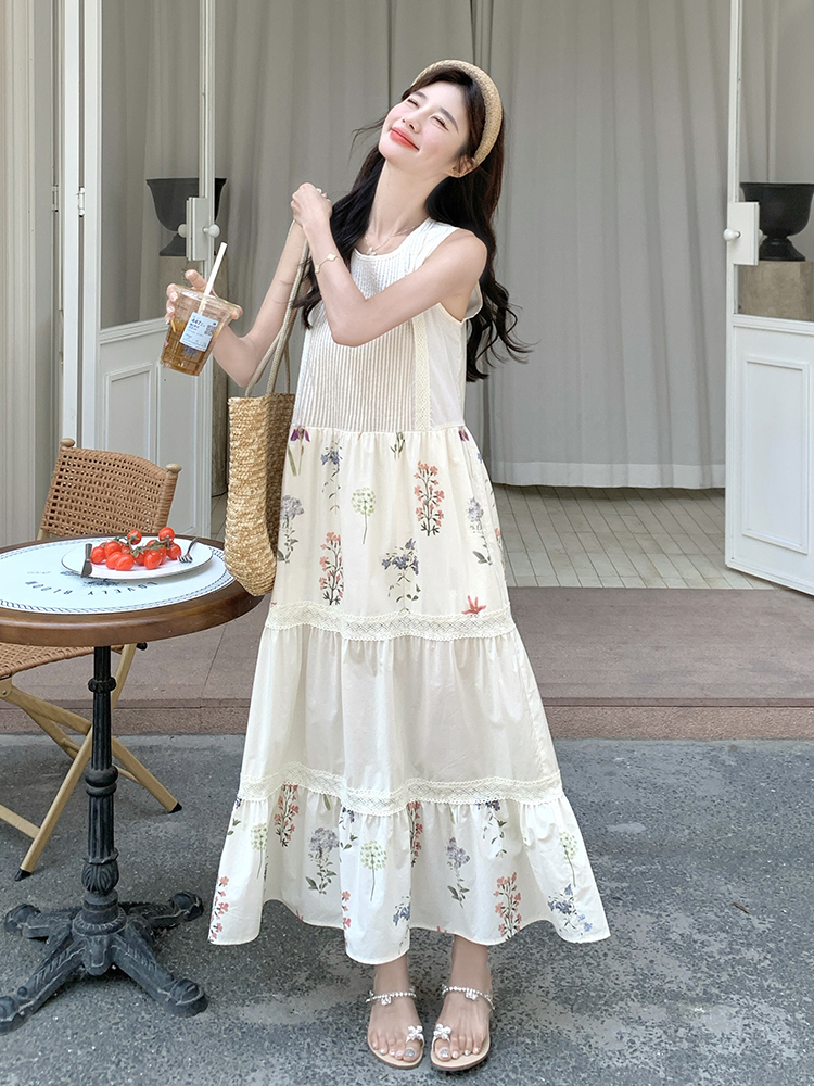 Elegant Off-White Sleeveless Maxi Dress for Women - Relaxed Fit Summer 2025 Tank Dress with Unique Style and Beautiful Design
