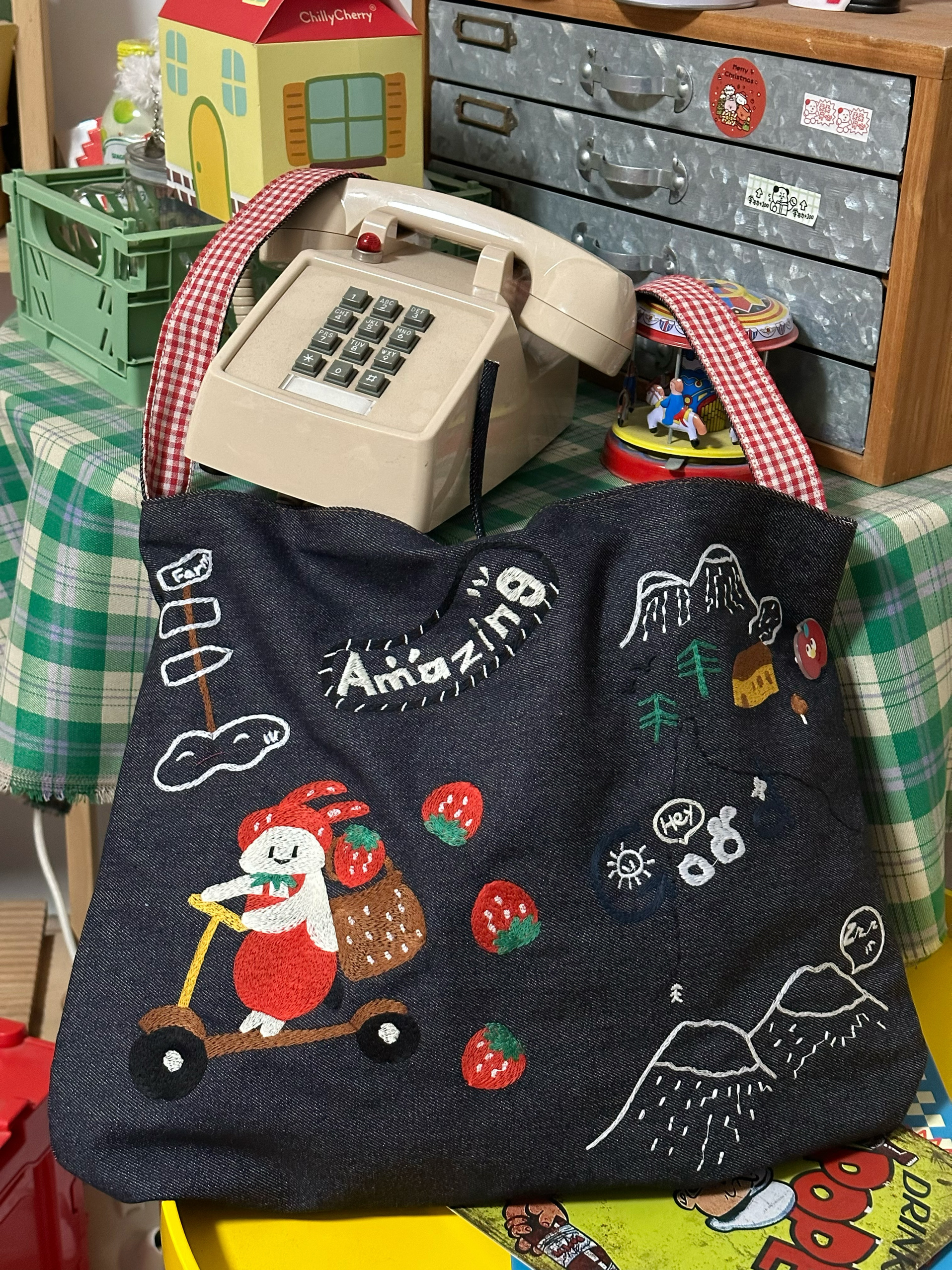 Embroidered Denim Crossbody Bag - Cute Large-Capacity Commuter Shoulder Bag for Students - Trendy Casual Style