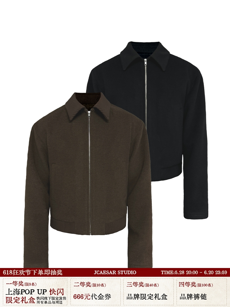 Embroidered Wool Jacket with Ribbed Collar - 70% Double-Sided Wool, Stylish Layering Piece, Perfect for Fall and Winter Fashion