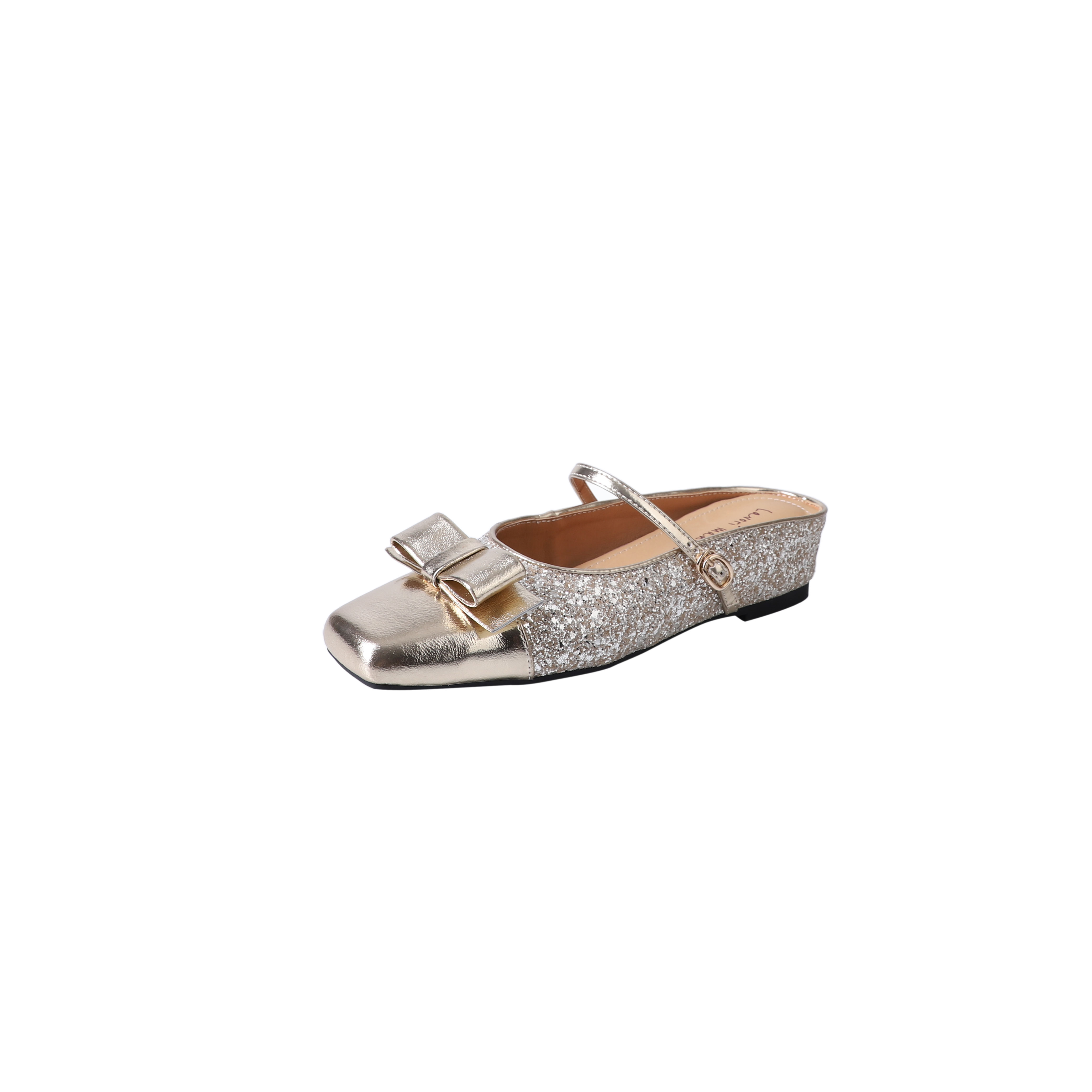 French Sequined Bow Square-Toe High-Heeled Mary Jane Slippers with Matching Skirt - Elegant Womenâ€™s Fashion