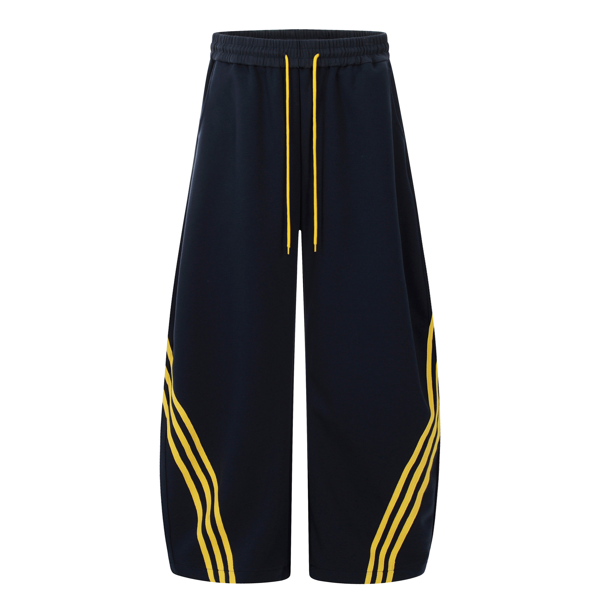 Ginger Yellow Slim-Fit Hip-Hop Jazz Dance Short Top with Vintage Dark Blue Denim Long Work Pants for Stylish Outfits