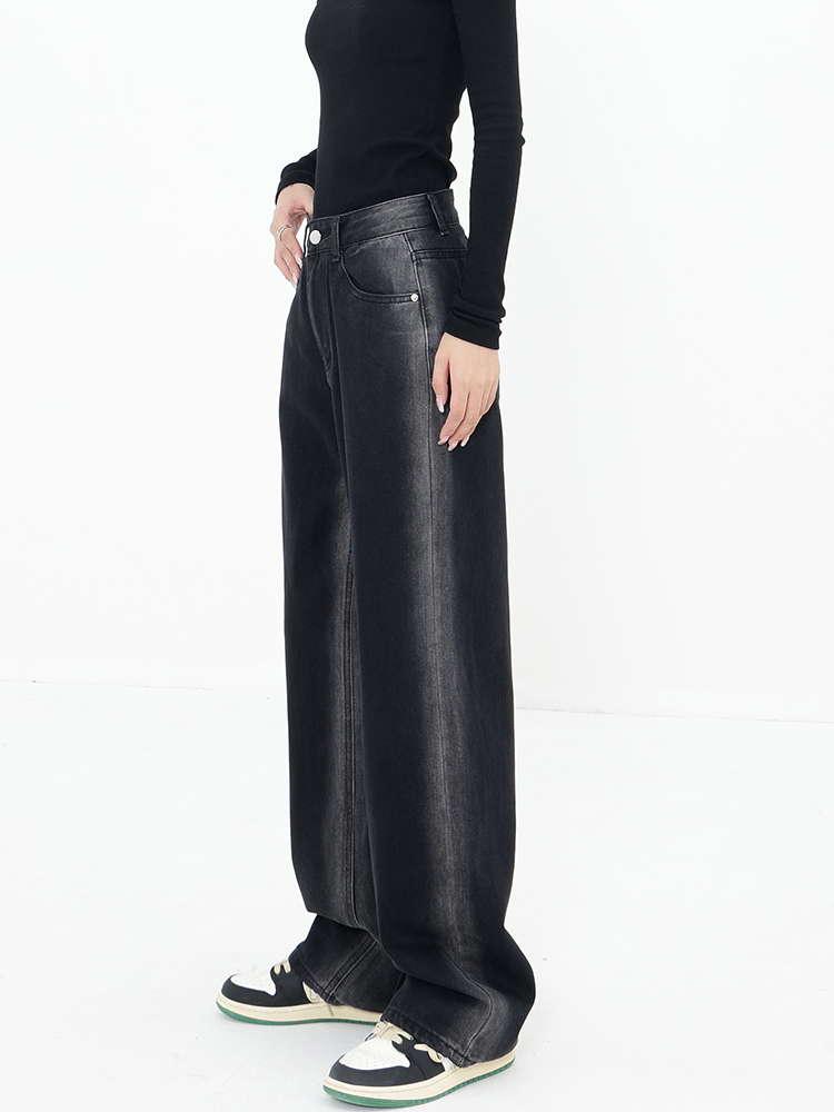Gradient Wash Denim Jeans for Women, Straight-Leg Casual Pants, Stylish Spring Fashion, Trendy 90s Inspired Look