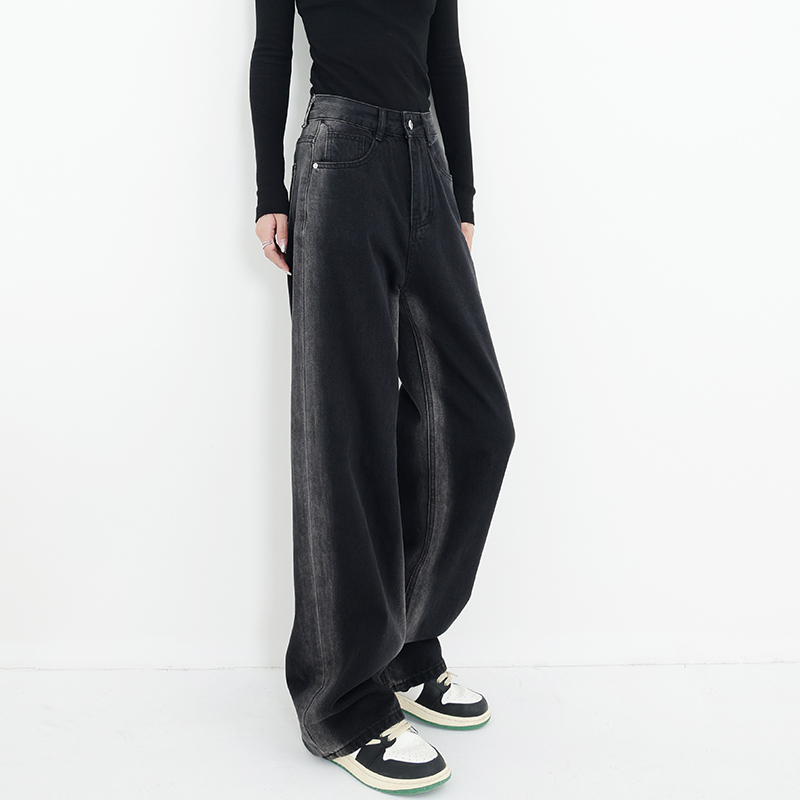 Gradient Wash Denim Jeans for Women, Straight-Leg Casual Pants, Stylish Spring Fashion, Trendy 90s Inspired Look