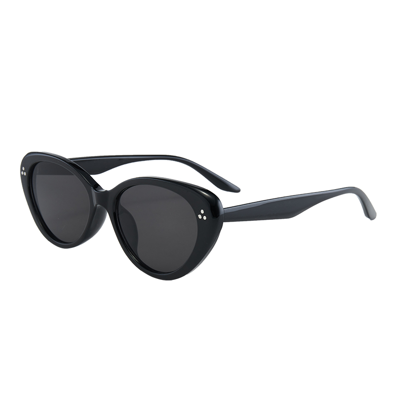 High-End Retro Oval Triangle Cat-Eye Sunglasses for Round Faces, Slimming Design, UV Protection, Women's Trendy Fashion Eyewear