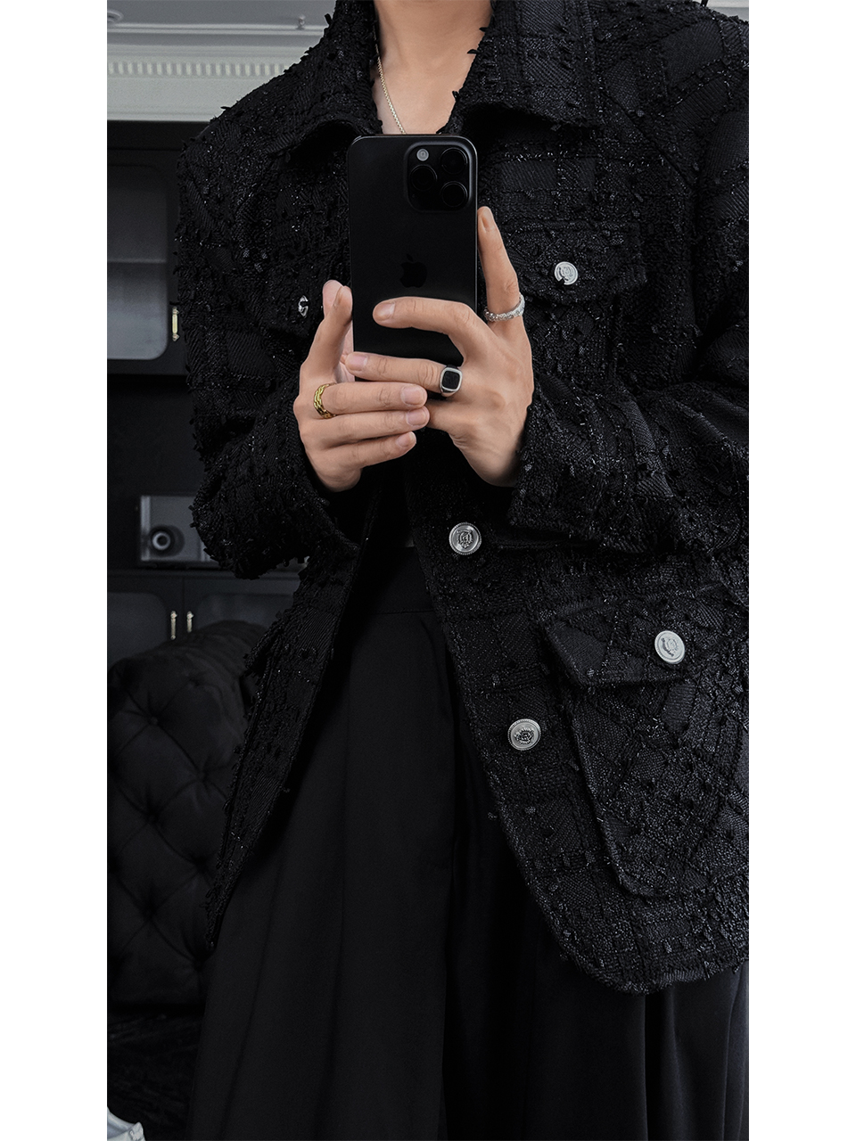 High-End Woven Design Casual Su Jacket for Men - Dragon Talk 2025 Autumn Versatile Fragrance Style Top