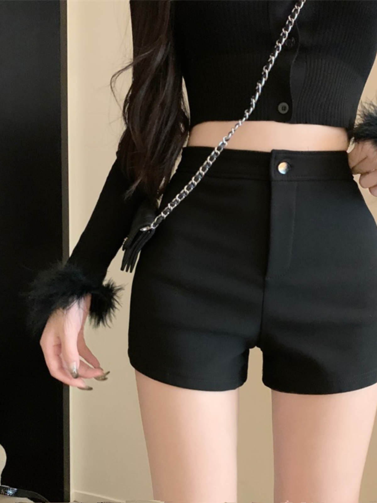 High-Waisted Fleece Leggings for Jazz Dance, Anti-Exposure Bootcut Shorts, K-Pop Style, Elastic Fit for Hot Girl Look