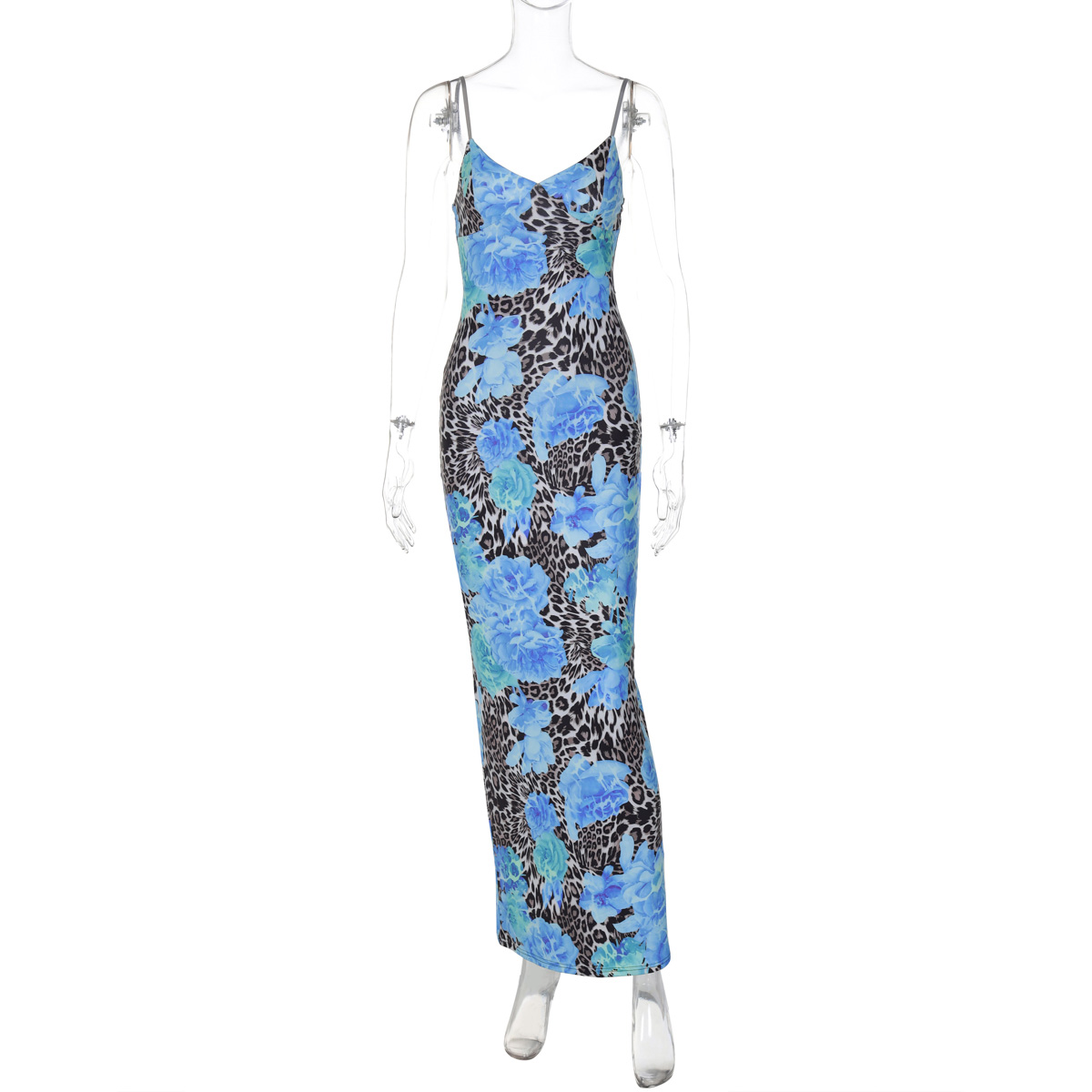 Irregular Printed Camisole Dress for Women - Summer High-Waisted Slim Long Skirt, European American Vacation Style, Y2K Fashion