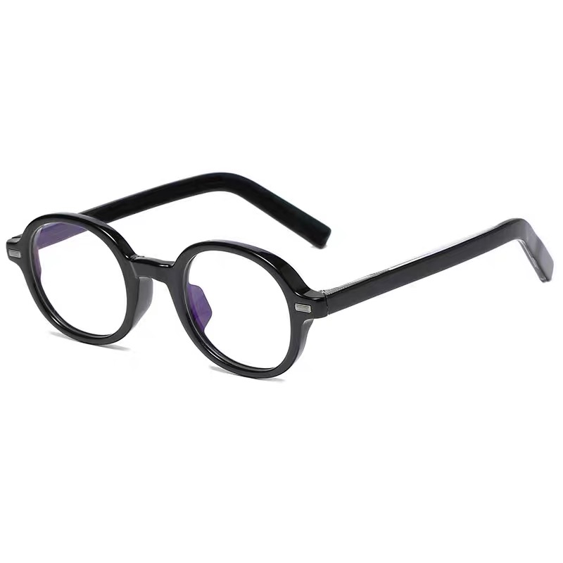 Japanese-Style Thick Black Frame Round Glasses for Women - Cute Flat Lens Design for Round and Square Faces, Perfect for Minimalist Looks