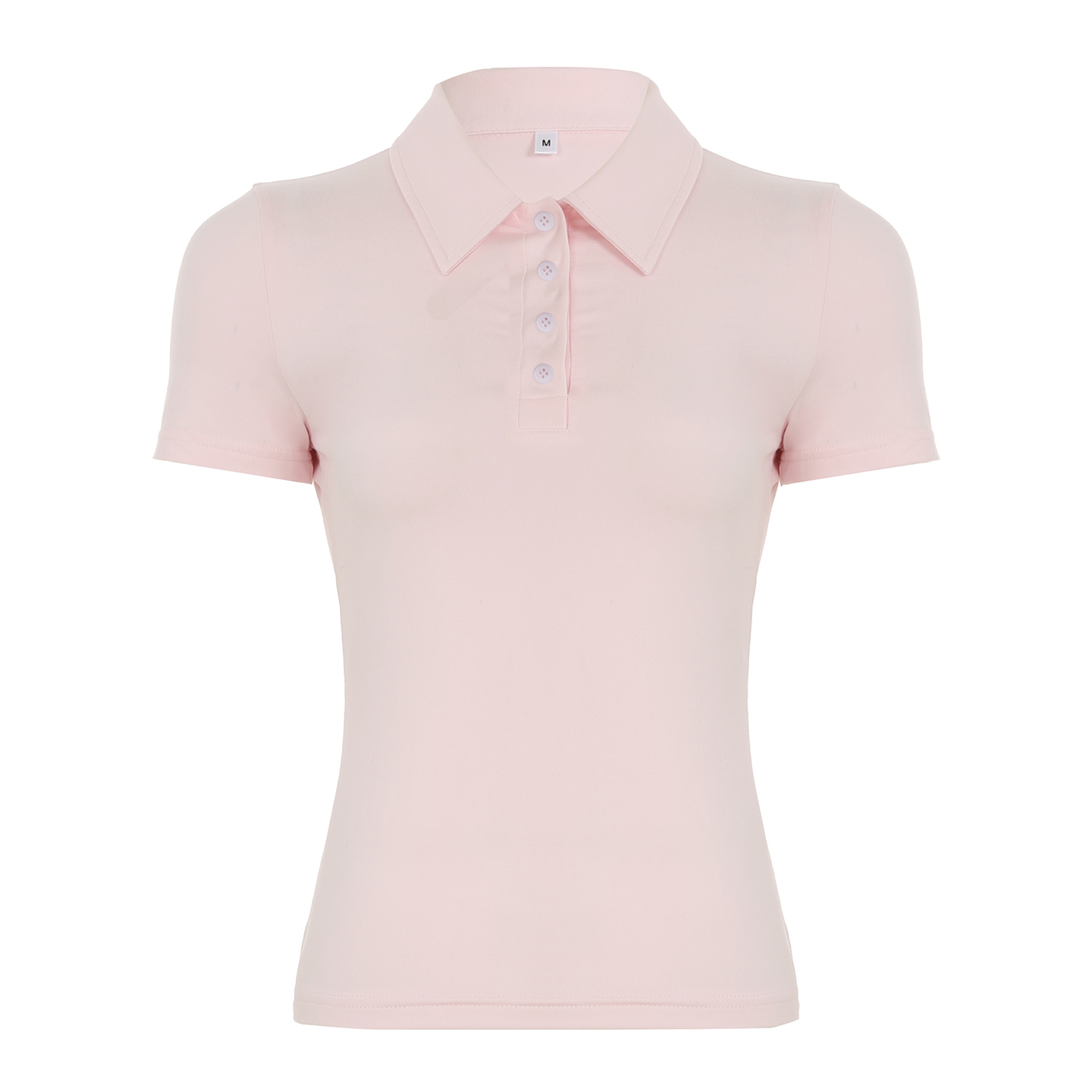 Korean-Style Pink Polo Shirt for Women, Sweet Summer Shoulder T-Shirt, College Casual Look, Trendy Ins Fashion