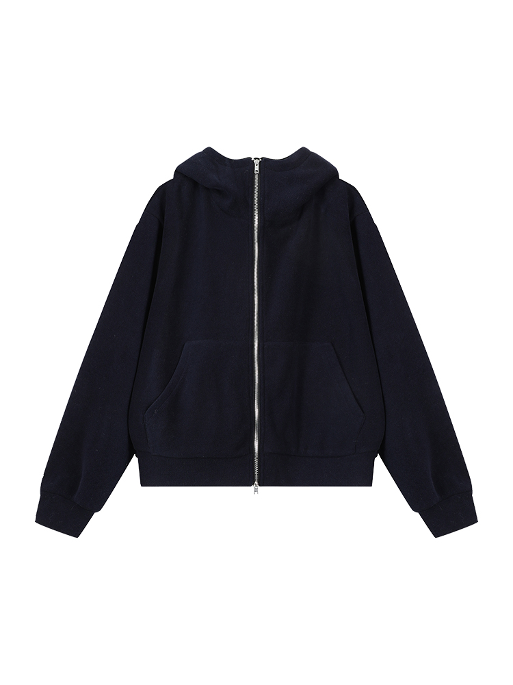 Korean Style Thickened Solid Color Hooded Long Sleeve Sweatshirt Jacket for Women - Versatile Loose Cardigan for Autumn & Winter