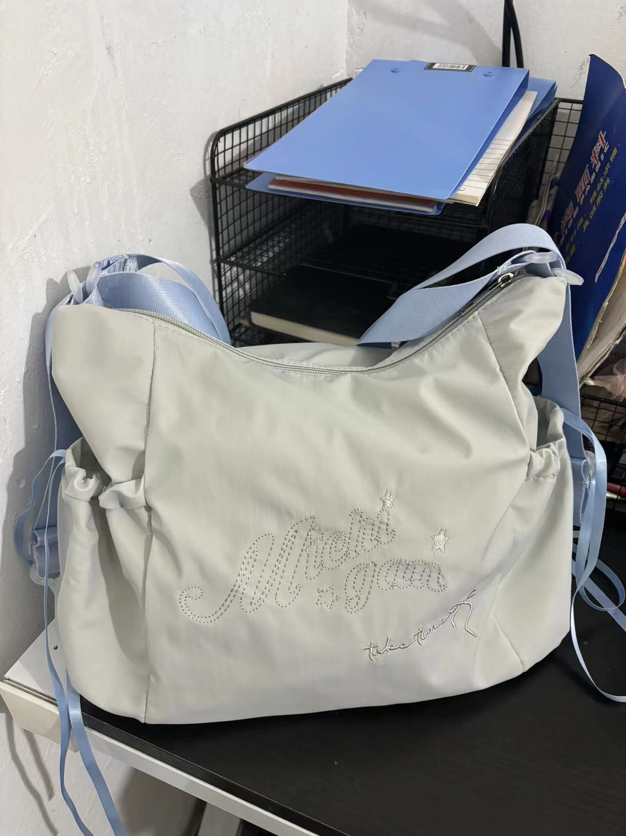 Korean Style Versatile Commuting Backpack, Large-Capacity Artistic Embroidered Crossbody Bag for Trendy Girls
