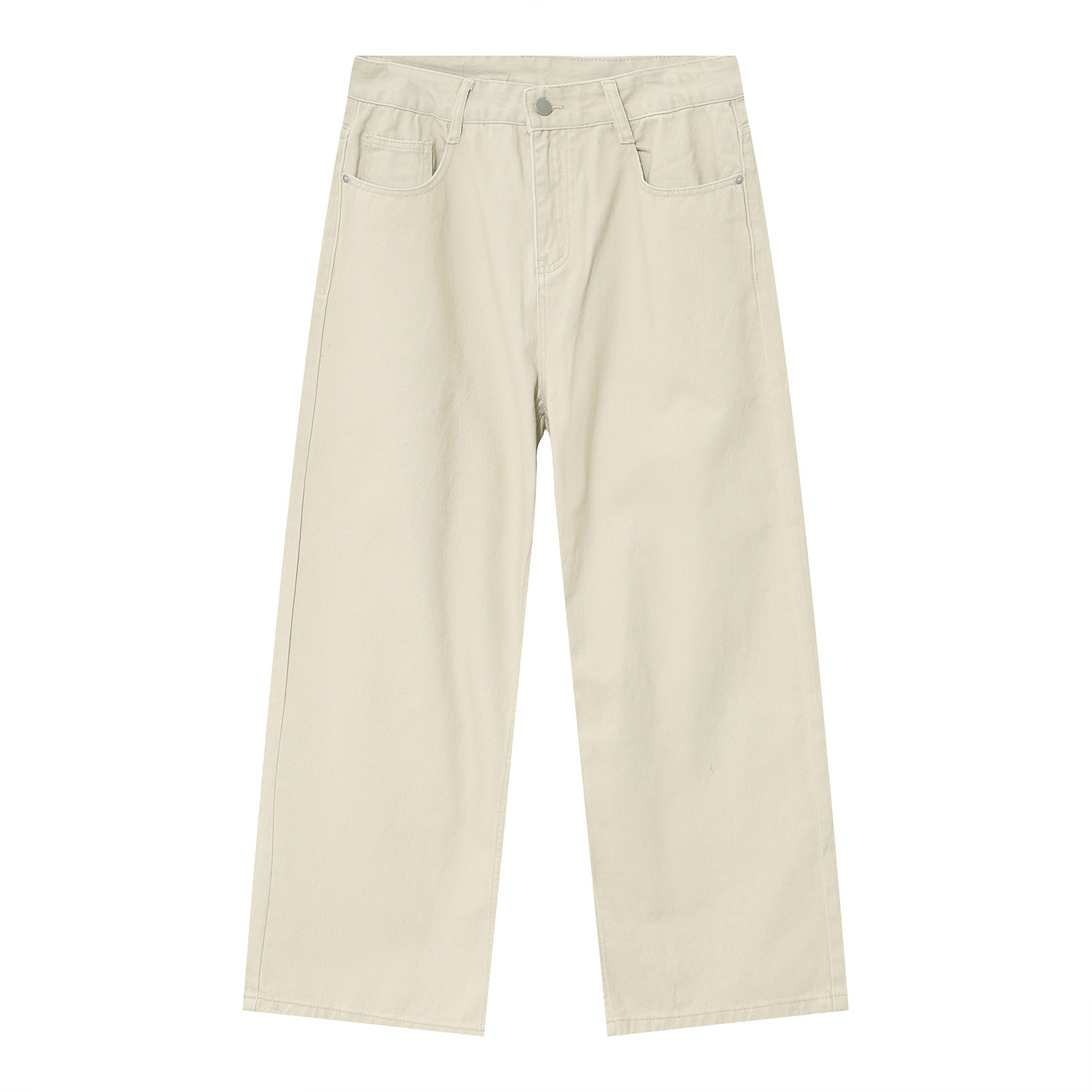 Light-Colored Wide-Leg Denim Pants for Men and Women - Loose Fit Casual Apricot White Vintage Style Trousers