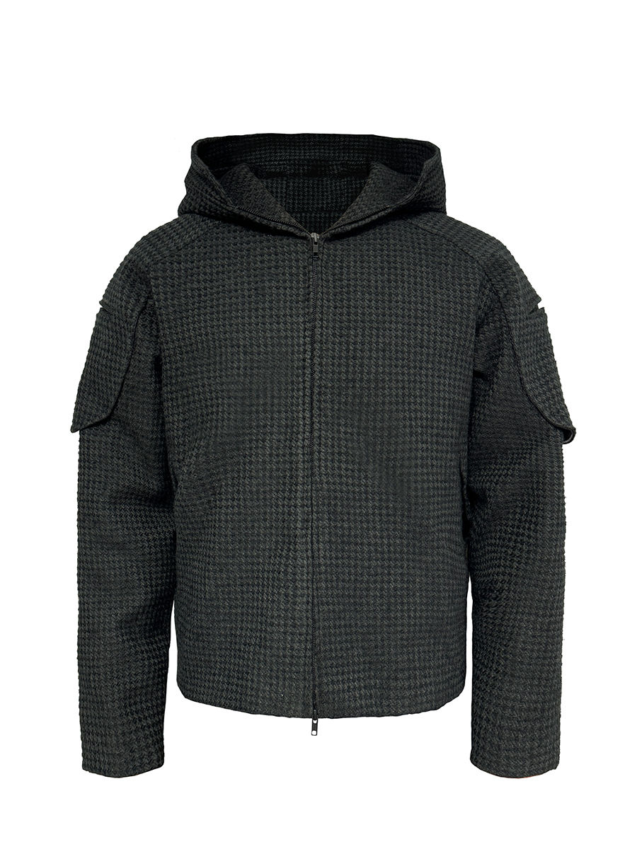Oversized Black Fleece Beekeeper Jacket with Hood and Zipper - Trendy Textured Coat for Casual Y2K Style