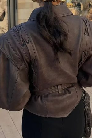 Quick Outfits, Modest Fashion Outfits Ideas Asymmetric Faux Leather Jacket
