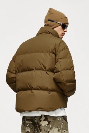 Quick Outfits, Modest Fashion Outfits Ideas Asymmetric Hem Zip-Up Puffer Jacket