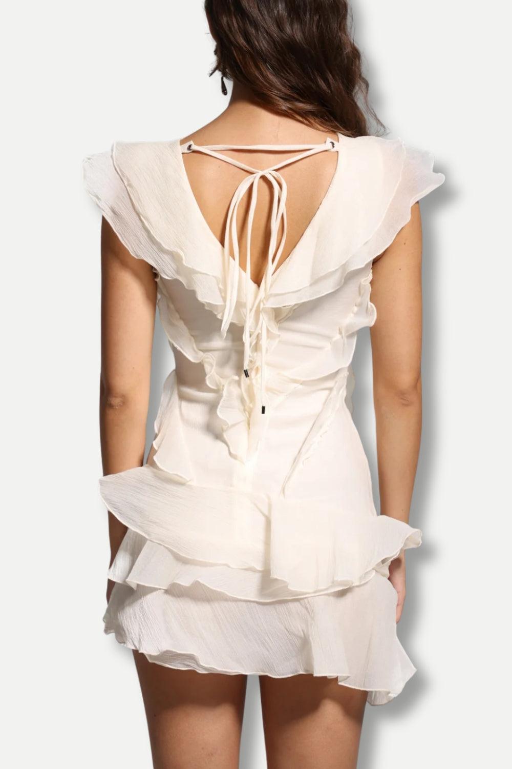 Quick Outfits, Modest Fashion Outfits Ideas Asymmetric Ruffled Mini Dress