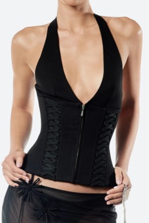 Quick Outfits, Modest Fashion Outfits Ideas Baddie Zip Up Halter Top