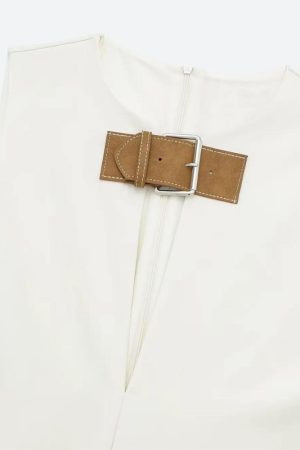 Quick Outfits, Modest Fashion Outfits Ideas Belted Plunge Neck Mini Dress