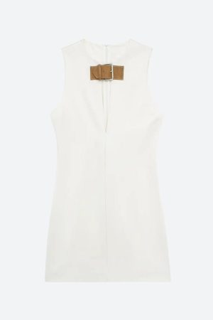 Quick Outfits, Modest Fashion Outfits Ideas Belted Plunge Neck Mini Dress