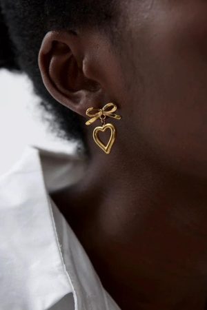 Quick Outfits, Modest Fashion Outfits Ideas Bow & Heart Earrings