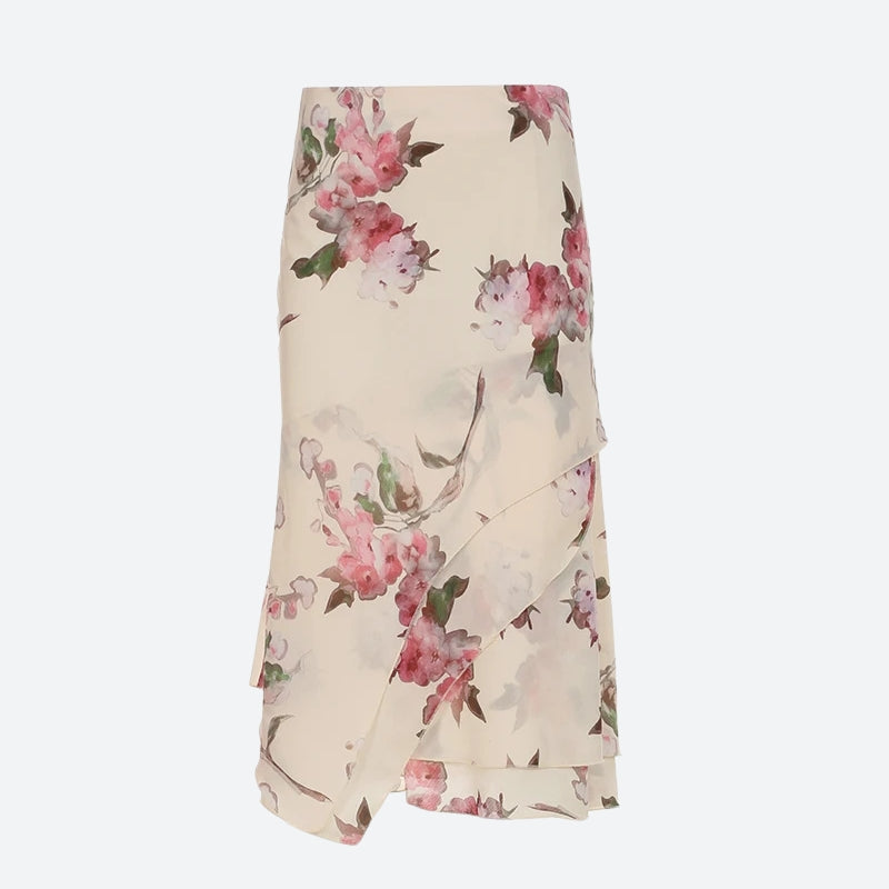 Quick Outfits, Modest Fashion Outfits Ideas Cottagecore Floral Layered Midi Skirt