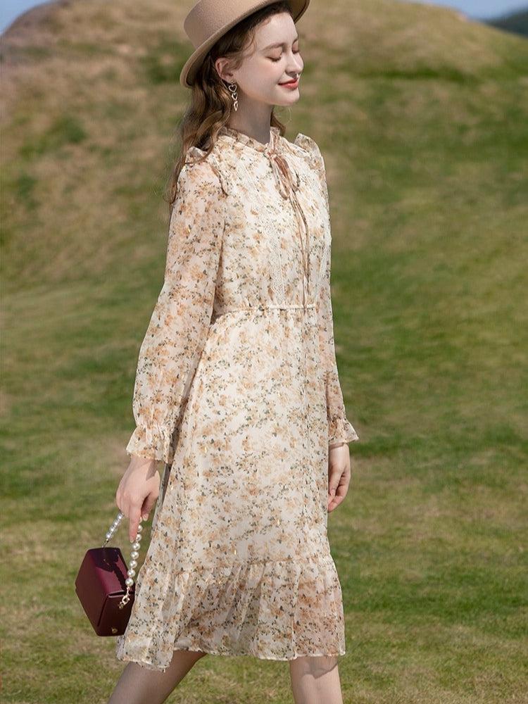 Quick Outfits, Modest Fashion Outfits Ideas Cottagecore Lace Detailed Floral Midi Dress