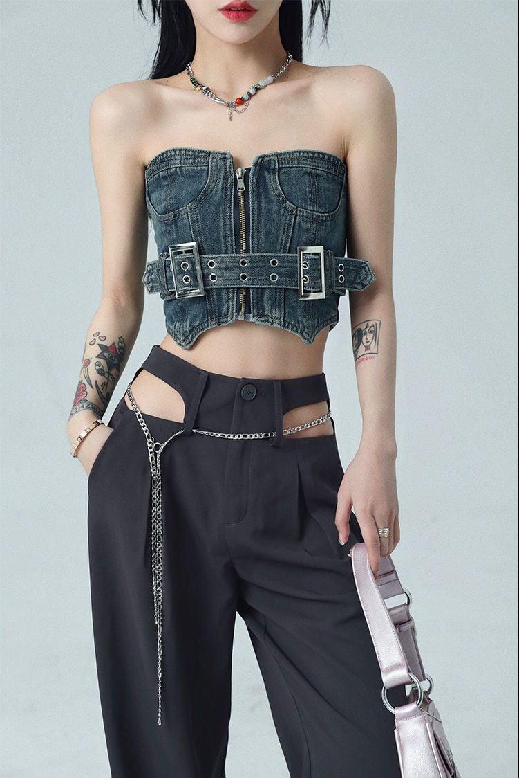 Quick Outfits, Modest Fashion Outfits Ideas Cowgirl Crop Denim Tube Top