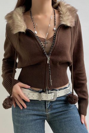 Quick Outfits, Modest Fashion Outfits Ideas Cropped Design Zip-Up Cardigan