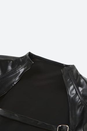 Quick Outfits, Modest Fashion Outfits Ideas Cyberpunk Faux Leather Crop Jacket