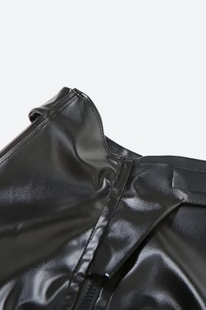 Quick Outfits, Modest Fashion Outfits Ideas Cyberpunk Faux Leather Zip Up Top