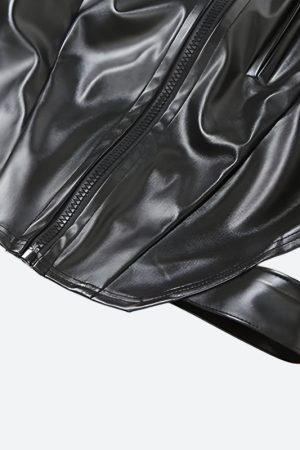 Quick Outfits, Modest Fashion Outfits Ideas Cyberpunk Faux Leather Zip Up Top