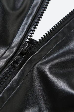 Quick Outfits, Modest Fashion Outfits Ideas Cyberpunk Faux Leather Zip Up Top