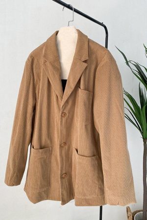 Quick Outfits, Modest Fashion Outfits Ideas Dark Academia Corduroy Long Jacket