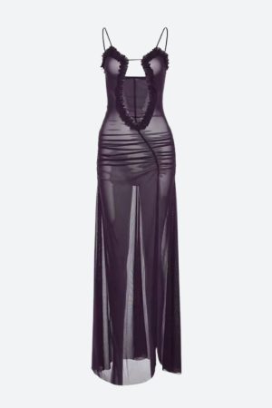 Quick Outfits, Modest Fashion Outfits Ideas Deep Plunge Slit Maxi Dress