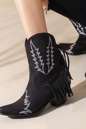 Quick Outfits, Modest Fashion Outfits Ideas Disco Cowgirl Fringe Ankle Boots