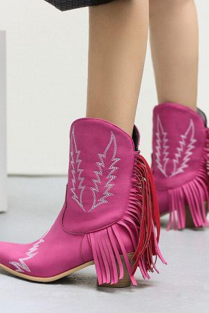 Quick Outfits, Modest Fashion Outfits Ideas Disco Cowgirl Fringe Ankle Boots