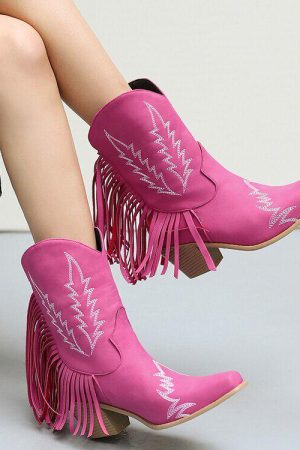 Quick Outfits, Modest Fashion Outfits Ideas Disco Cowgirl Fringe Ankle Boots