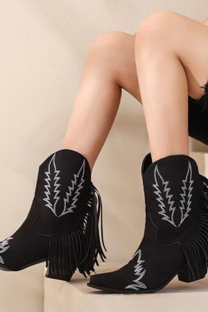 Quick Outfits, Modest Fashion Outfits Ideas Disco Cowgirl Fringe Ankle Boots