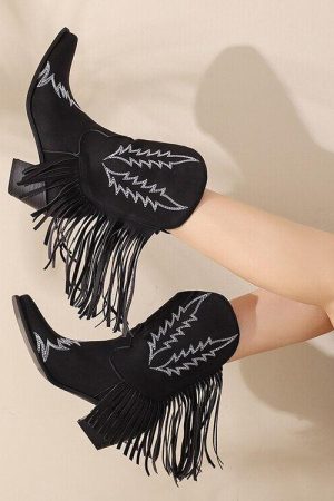 Quick Outfits, Modest Fashion Outfits Ideas Disco Cowgirl Fringe Ankle Boots